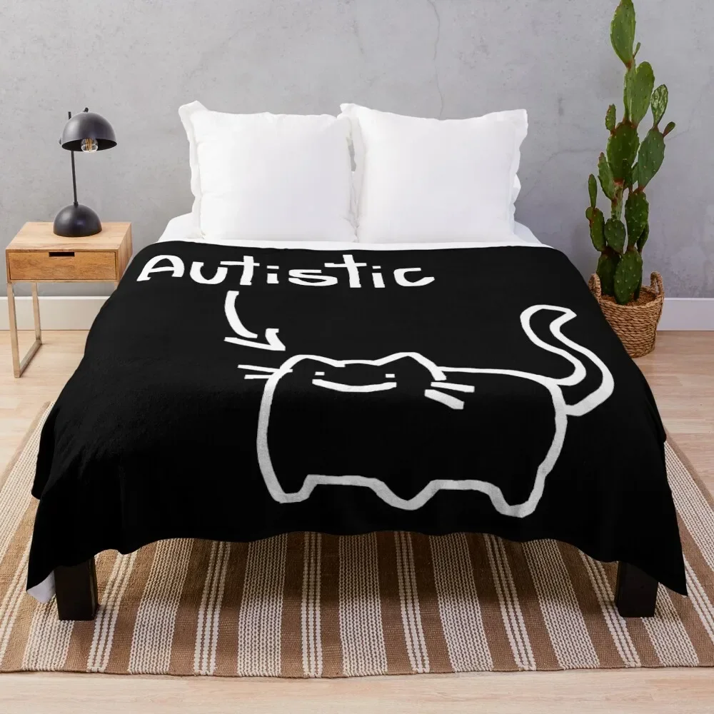 

Autistic Cat - White Throw Blanket Luxury Thicken Luxury Designer anime Decorative Throw Blankets