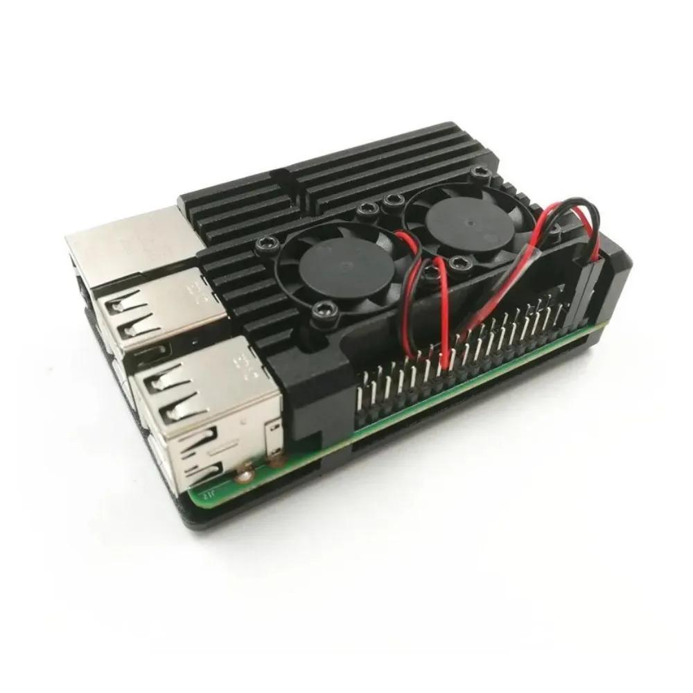 Boîtier en aluminium pour Raspberry Pi 4/3, ventilateur de refroidissement pour touristes, coque métallique, boîtier noir pour RPI, 4B, 3B, 3B +