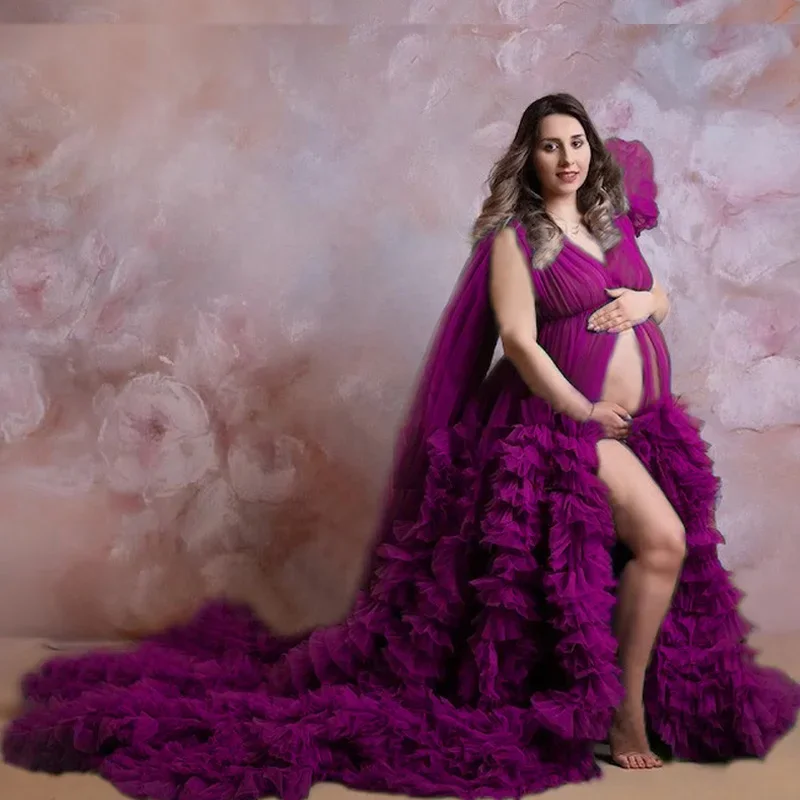 Tulle Personalize Gown Dress, Pregnancy Dress For Photoshoot Blush Tulle Maternity Wedding Dress, Blue Maternity Dress For Baby