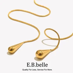 Two Water Drop Snake Chains Necklace Tarnish Free Silver Color Stainless Steel Accessories 18K Gold Plated Women's Neck Chain