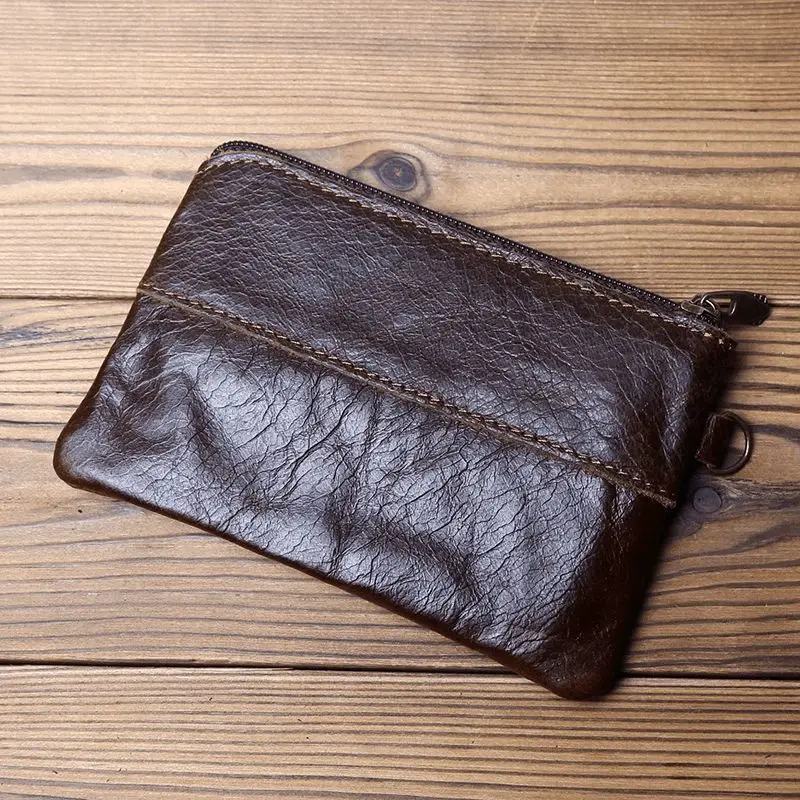 Leather Coins, Suitable For Men, Women, Mini Zipper Wallets, Small Purses, Female Purses, First Layer Cowhide Male Cardhold