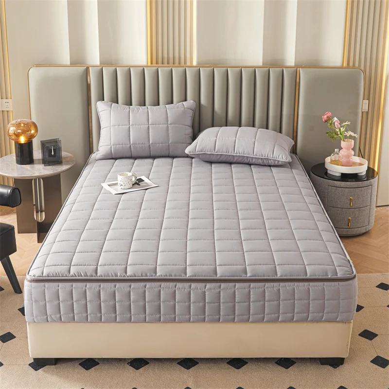 Six Sides All Inclusive Mattress Cover with Zipper Thicken Fitted Sheet Quilted Mattress Protector Pad Couple Customized Size