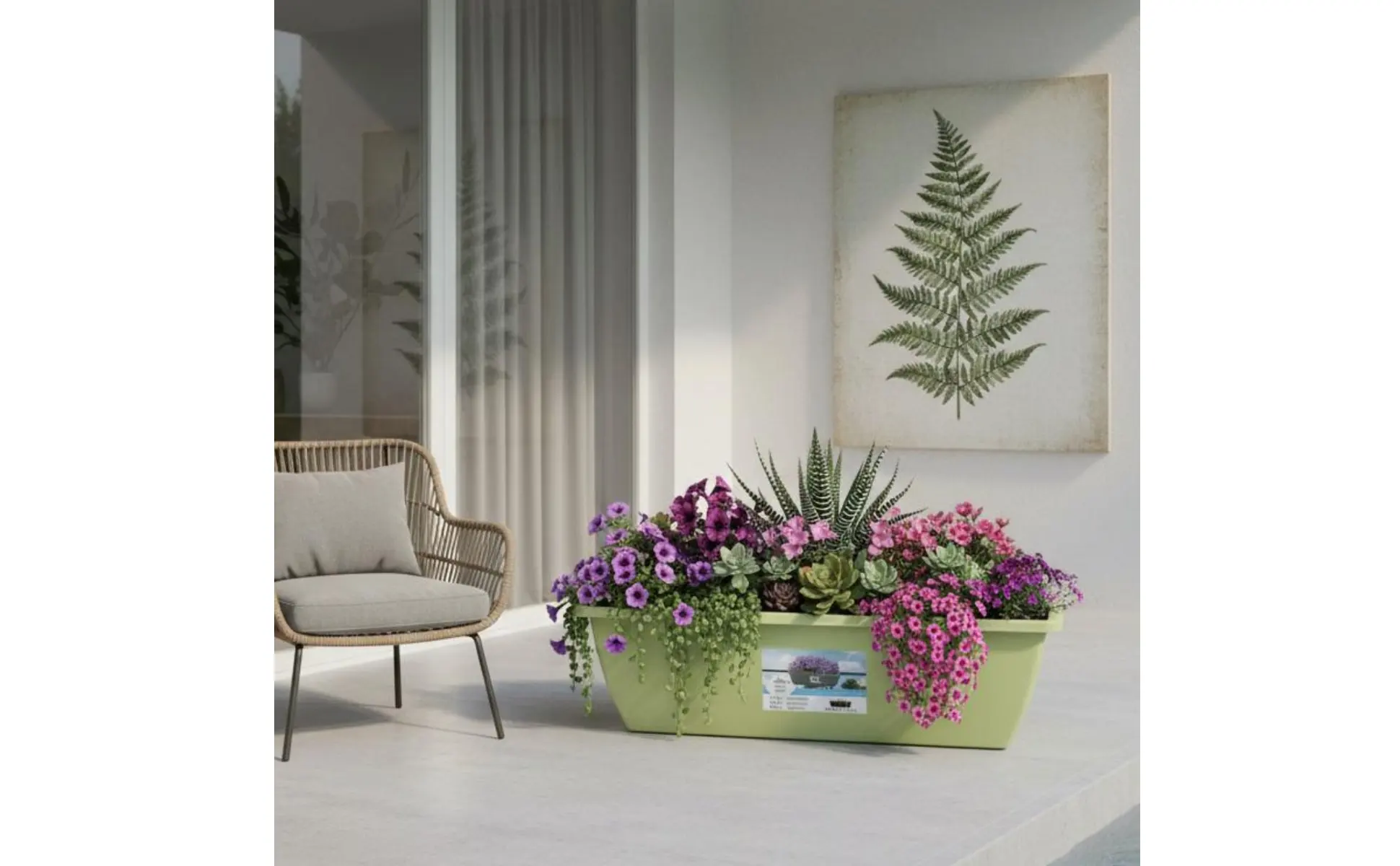 Long Plastic Vegetable Planter Weather Resistant Automatic-Watering Flower Pot Rectangular Planter Integrated Drainage Tray