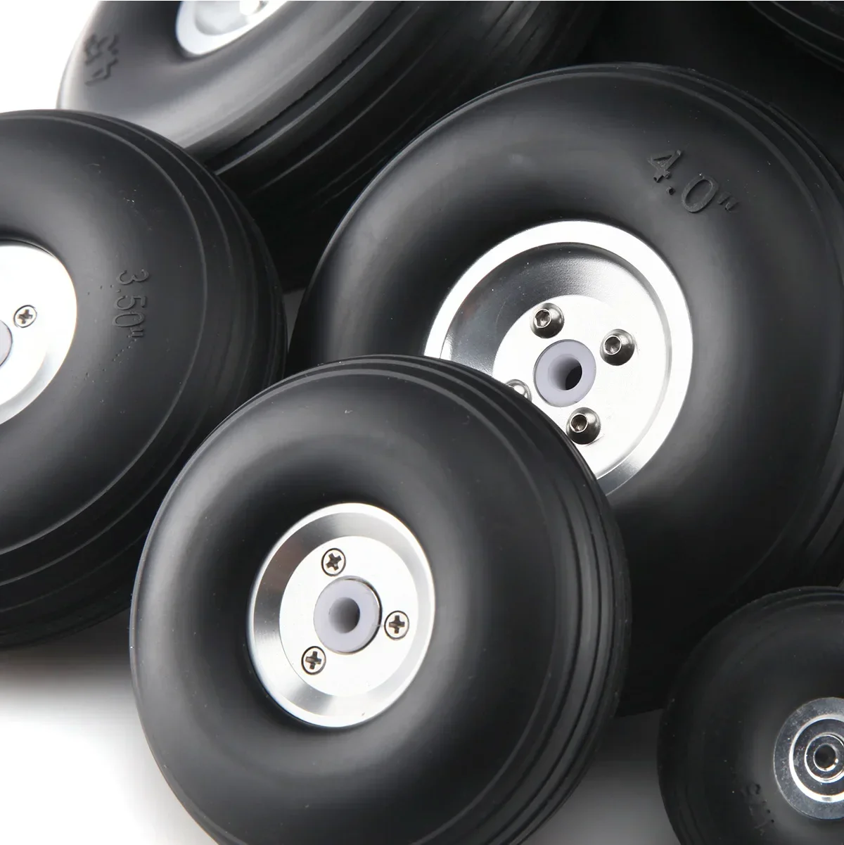 1 Pair PU Wheels W/ Aluminum Core Alloy Hub 1/1.25/1.5/1.75/2/2.25/2.5/2.75/3.25/3.5/3.75/4/4.5inch for RC Airplane Model