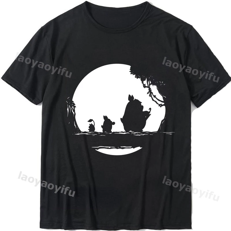 Japanese-Manga Protagonist Cute Cartoon -Totoro- Pattern Printed T-shirt Harajuku Men's and Women's Fashion Trend Creative Top