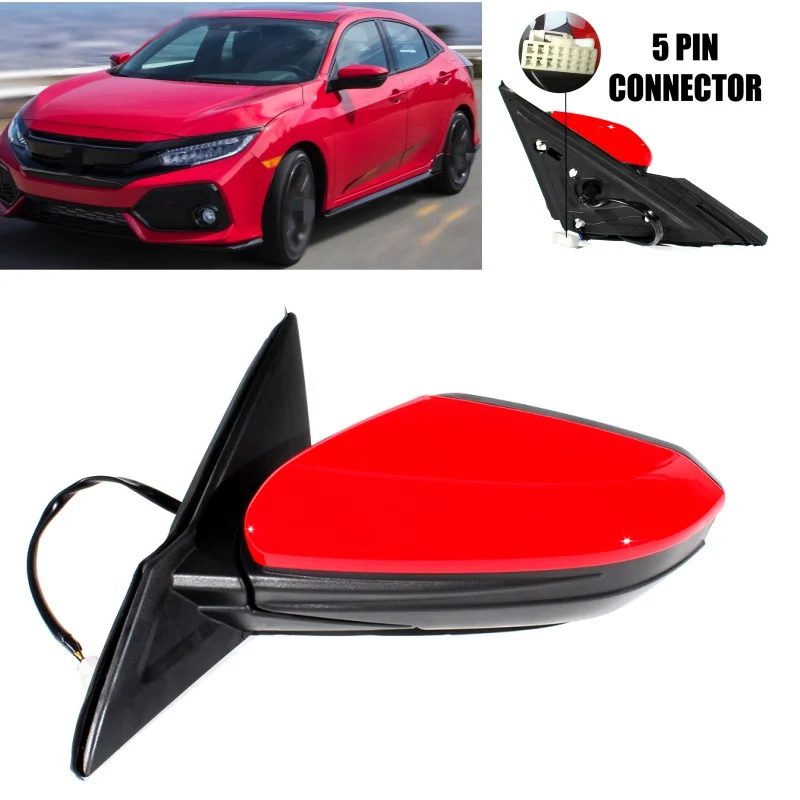 

For Honda Civic 2016 American Version Pair Left+Right Side Red Painted 5 Pins Rear Mirror Assembly Car accessories