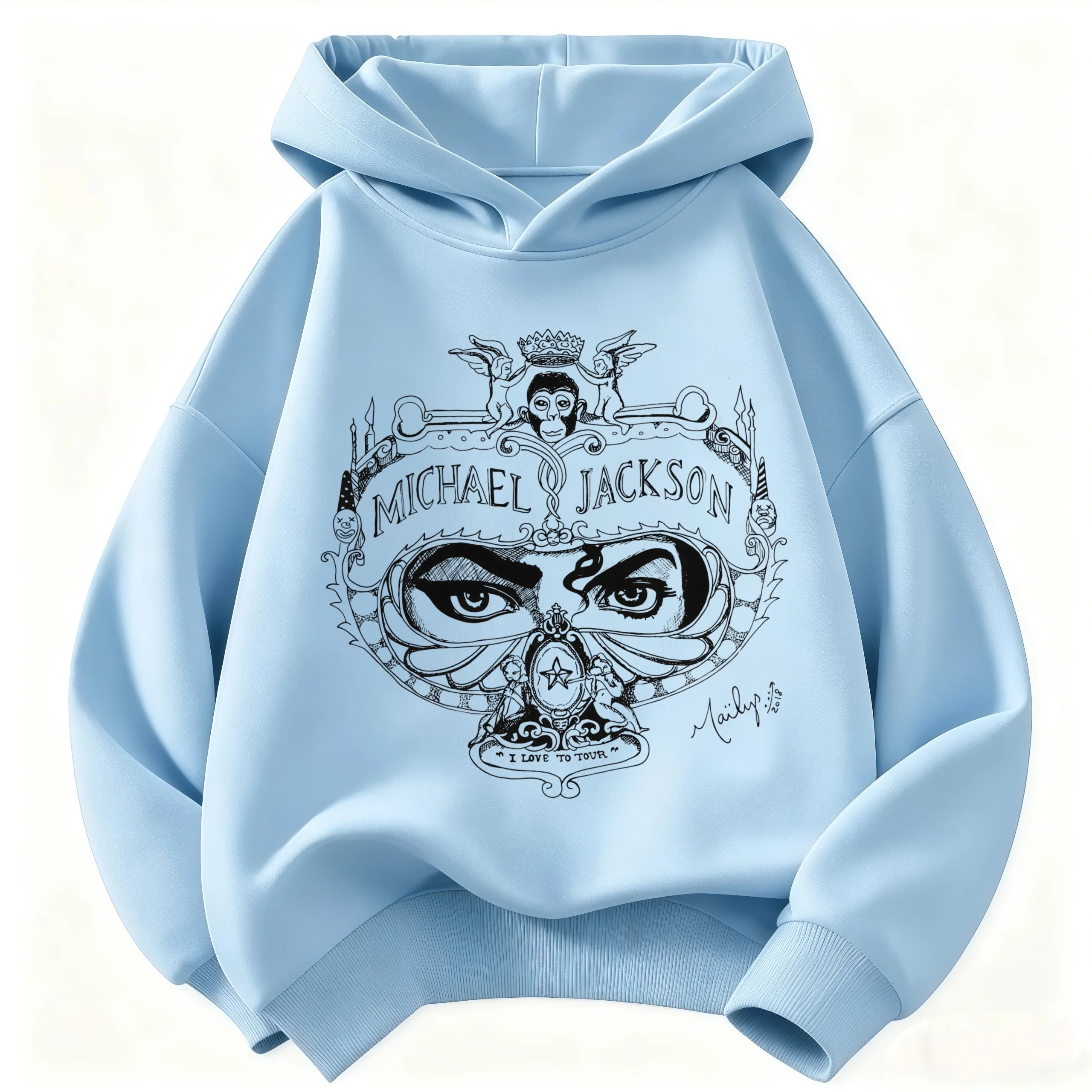 New Autumn/Winter 2026 Children's Warm Hoodie – Michael Jackson Print – Unisex Hooded Sweatshirt – Retro Pop Icon Graphic Top