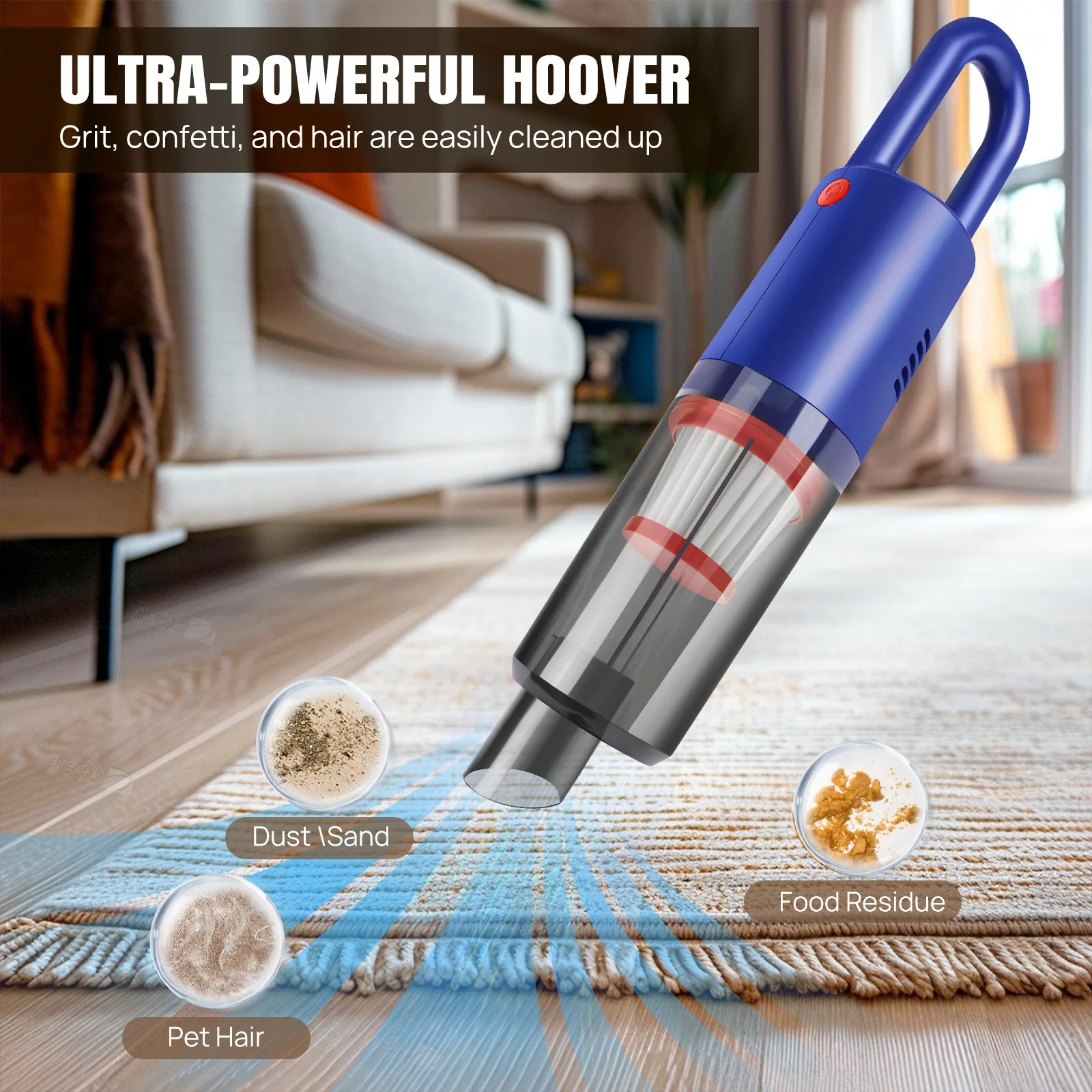 Cordless Vacuum Cleaner Hand-push lightweight Portable Car-mounted Handheld Vacuum Cleaner With High Suction Power