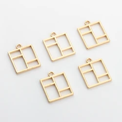 Zinc Alloy Charms Pendant Hollow Square UV Resin Charms Charms Pendants 5pcs For DIY Jewelry Making Finding Accessories
