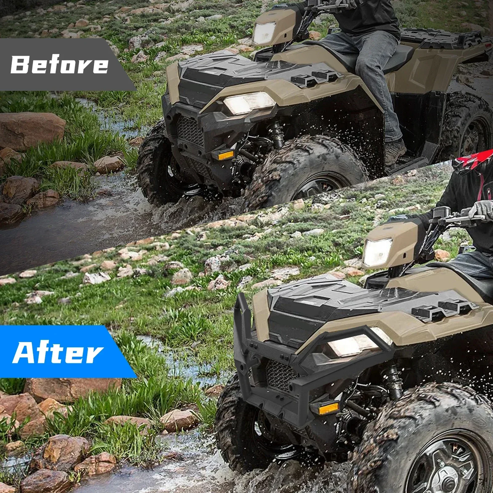 KEMIMOTO-Protector de parachoques delantero ATV, Protector de cepillo Compatible con Polaris Sportsman 850 / XP 1000 2017-2024 2025, parachoques