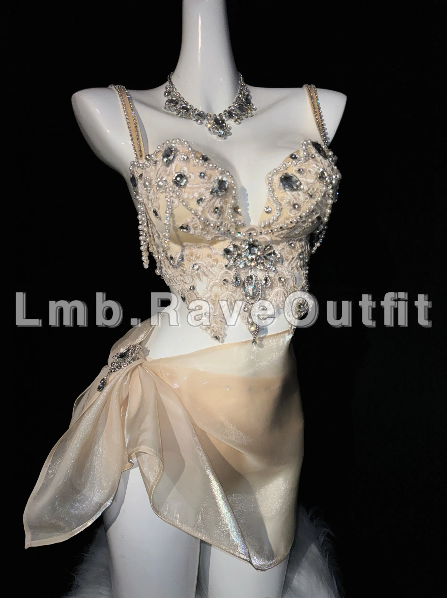 RaveOutfit｜Athena Goddess Luxurious And Sparkling EDC Electronic Dance Festival Costume, Sexy Tulle Dress, Performance Outfit - view 4