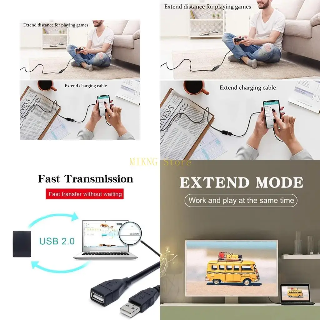 USB Port Extender Hub Data Power Cord USB 2.0 Extension Cable 4-core best sale