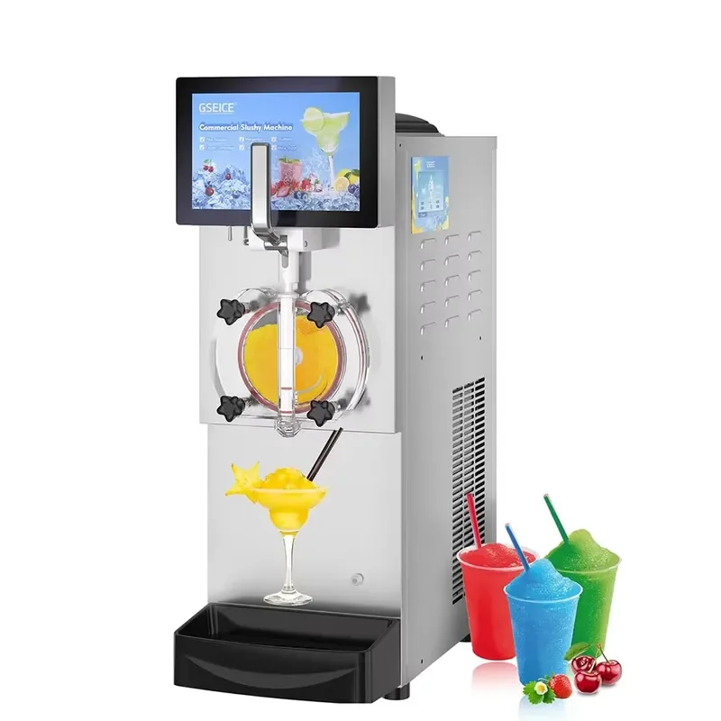8L Large Screen Portable Commercial Slush Smoothie Cocktail Machine with 2 Faucets Food Grade Electric Refrigeration
