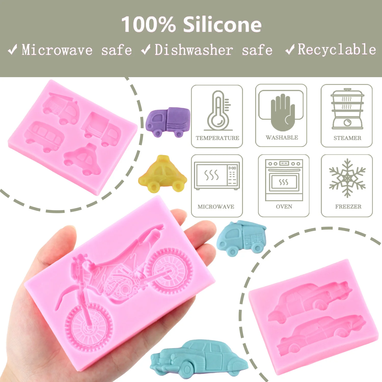 Car Silicone Mold Motorcycle Truck Fondant Molds Cake Decorating Tools Cupcake Topper Candy Resin Clay Chocolate Gumpaste Mould