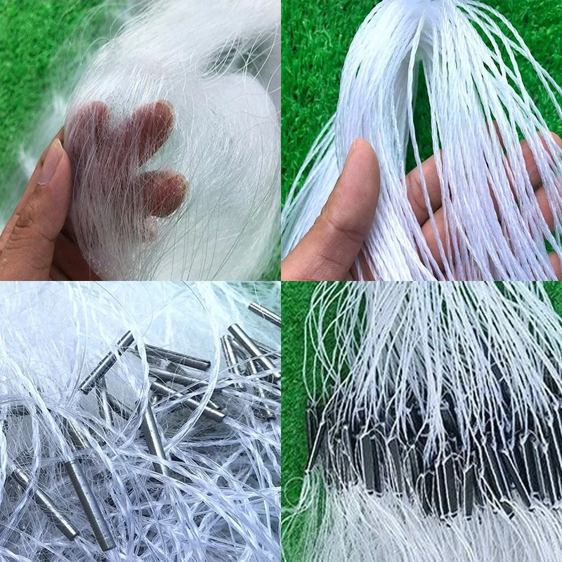Lawaia 50M White Silk Fishing Gill Nets Monofilament Fishing Gear Accessories Fishing Trap Network 3-Layer Fishnet Plastic Float