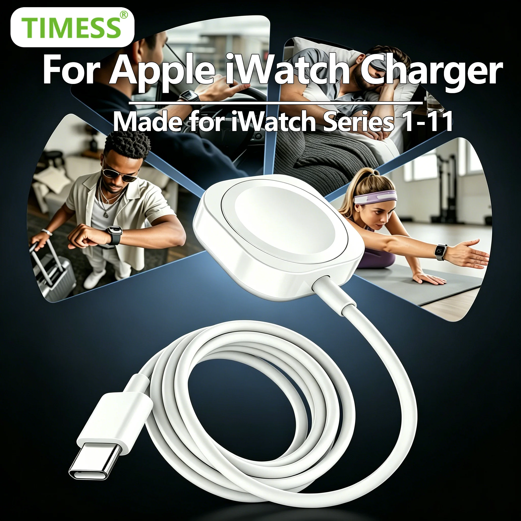 TIMESS Magnetic USB A TYPE-C Watch Charger For IPhone Watch Series Ultra 11 10 9 8 7 6 5 Cable Charging For IWatch 4 3 2 1 SE