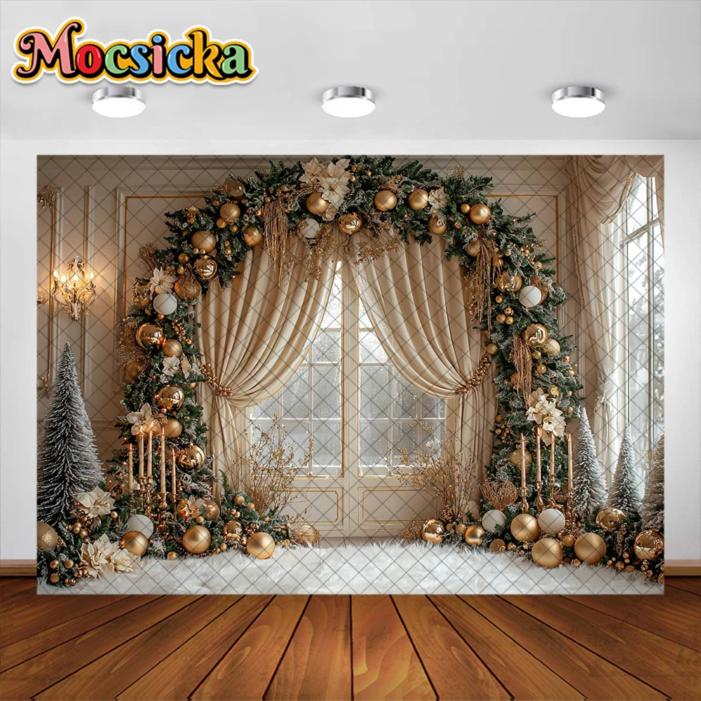 Christmas Photography Background Curtain Garland Xtmas Tree Holiday Decoration Adult Pregnant Women Photo Portrait Studio Props