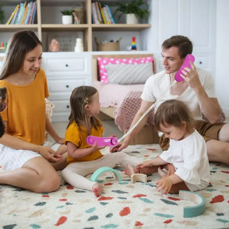 Crianças walkie talkie telefone aprendizagem brinquedo telefone realista interfone celular pode conversa real com linha de telefone 23 pés menino menina jogar casa