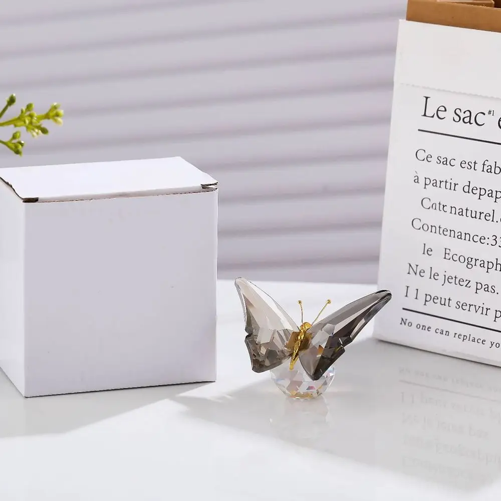 Transparent Crystal Butterfly Statue Color Butterfly Intricate Design Butterfly Ornaments Shimmering Finish Elegant