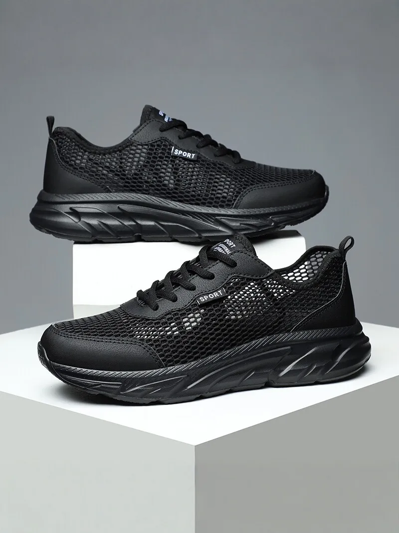 

Men's Summer Breathable Mesh Shoes Lightweight Soft Bottom Casual Sports Trendy Black Thin Model Comfortable Daily Wear