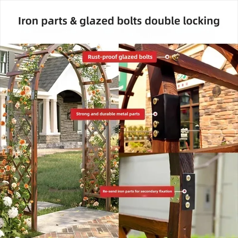Outdoor Garden Arch Trellis - Solid Wood Climbing Plant Archway for Vine  Rose & Grape  Decorative Entrance for Yard & Patio