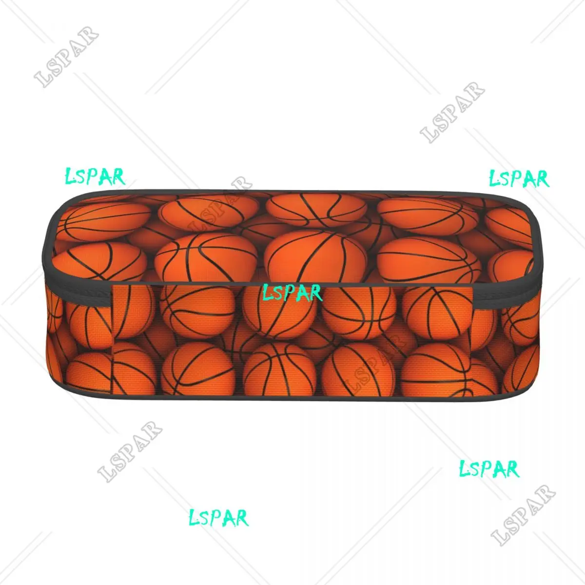 Custom Cute Basketball Dots Round Pencil Case for Girls Boys Physical culture Large Storage Pen Bag Box Stationery