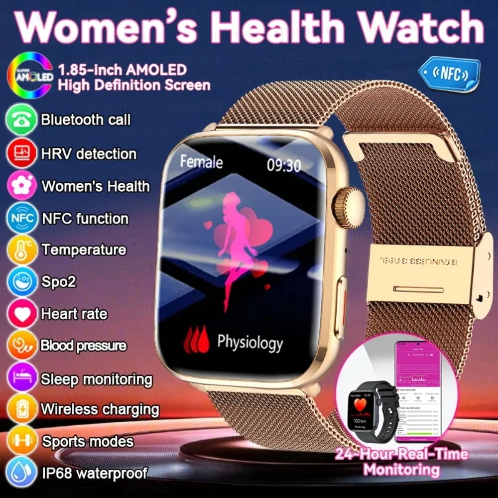 

Women Men Smart Watch AI Health Diagnosis HRV PPG Blood Pressure Heart Rate Monitor IP68 Waterproof NFC Sports Smartwatch