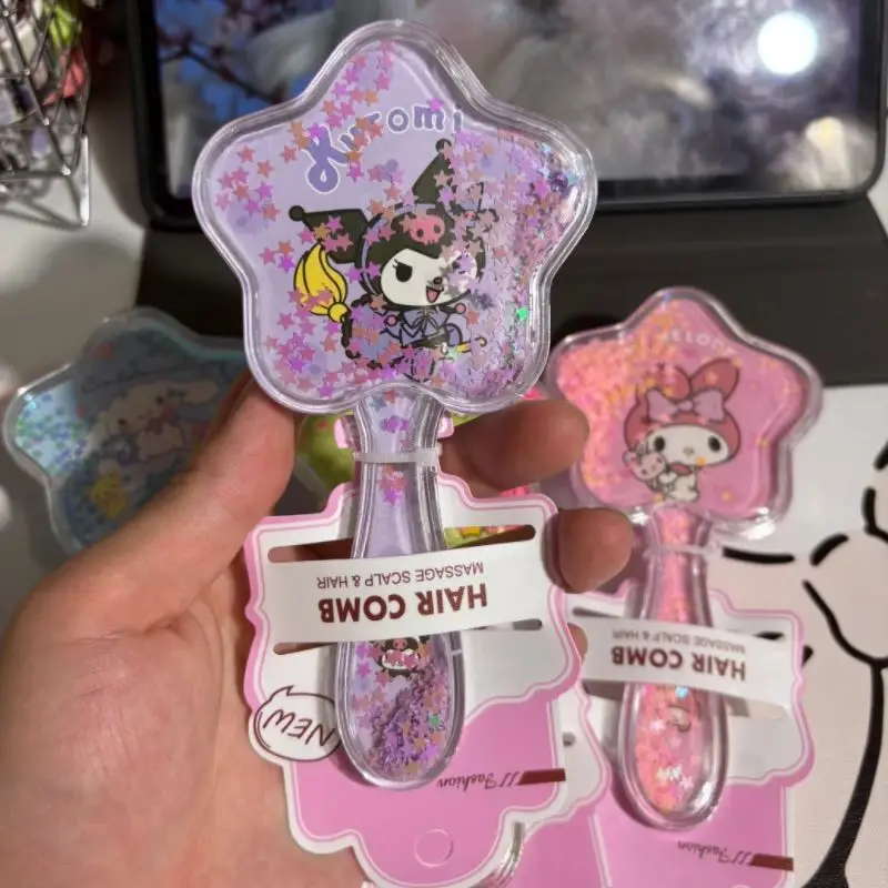 

MINISO Sanrio аниме мультфильм Kawaii My Melody Kuromi Pom Pom Purin прозрачная расческа с воздушным мешком, сменный песок, массажная воздушная подушка, расческа