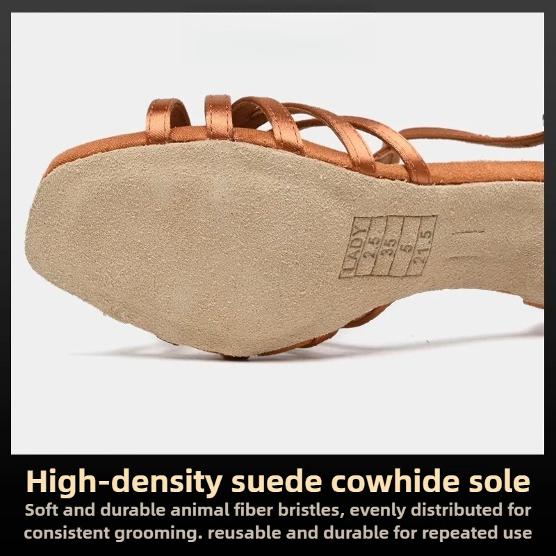 Zapatos de baile latino Vennystyle, tacón medio alto profesional genuino con suela Flexible para práctica de salón de mujer