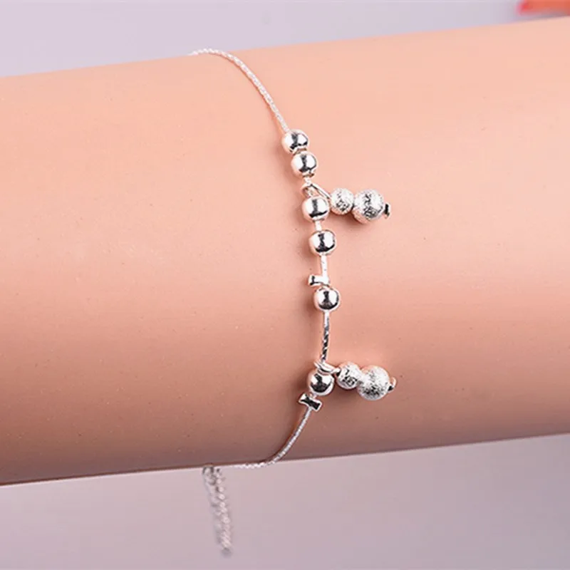 Fashion Silver Color Beads Bracelet Cute Small Gourd Charm Bracelets Chain Jewelry For Women Girls Birthday Gift Accessories