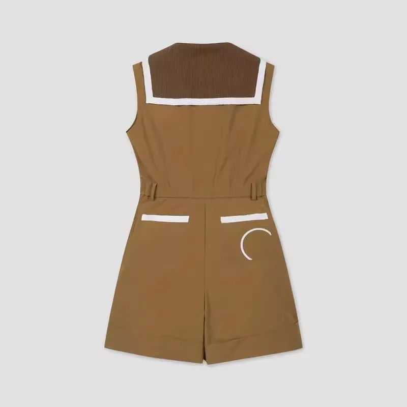 New Golf Clothing Women In Autumn Spring Fashionable Sleeveless Collar Sports Waist Jumpsuit