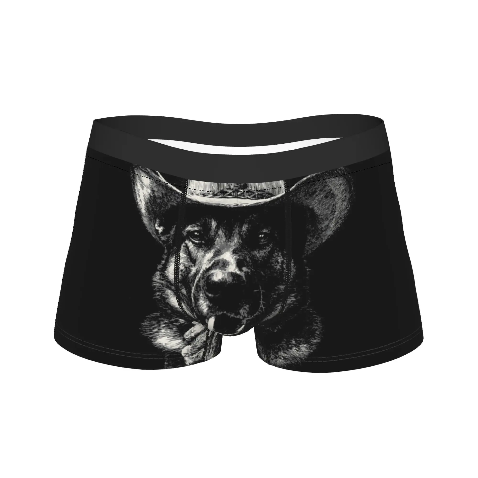 

Rustic German Shepherd Drinking Iced Coffee Western Dog Boxer Brief Underwear Hot Sale Males Sexy Soft Boxer Shorts Large Size