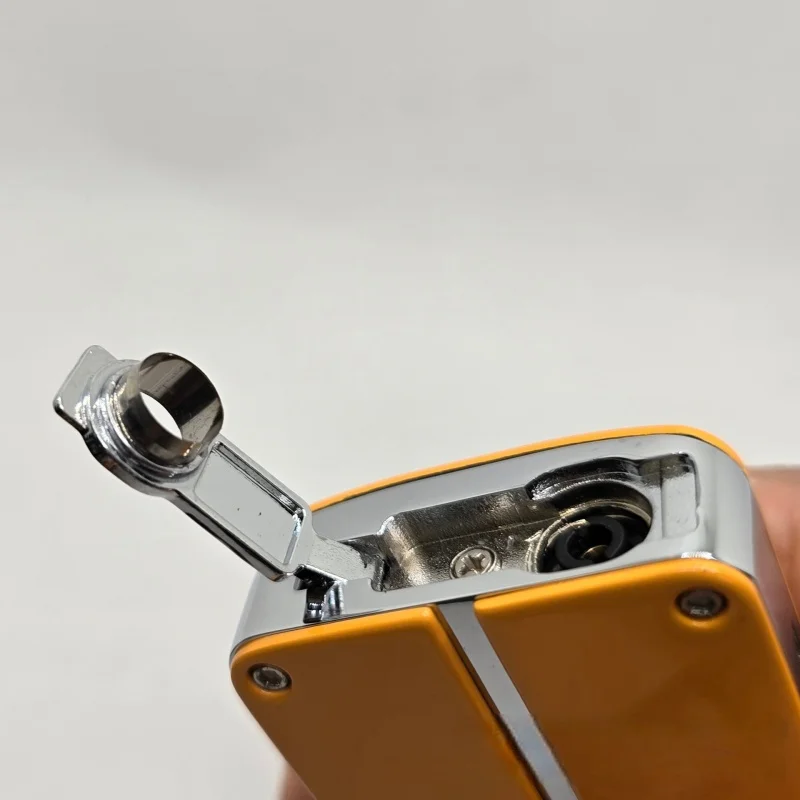 ولاعة غاز البيوتان المعدنية المقاومة للرياح، ولاعة سيجار محمولة بثلاثة لهب باللون الأزرق مع لكمة السيجار، ولاعة سيجار للرجال #3