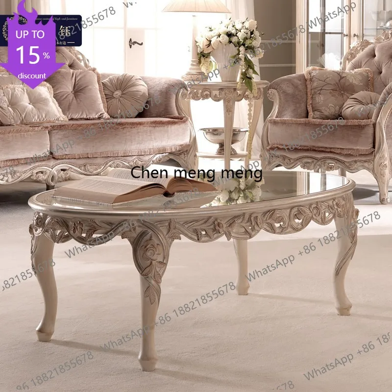 

Q178 Европейский ретро-кофейный столик с розовой лентой, овальный кофейный столик, французский кофейный столик