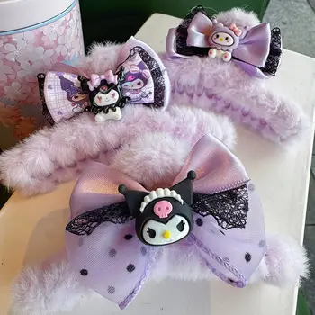 三麗鷗庫洛米髮夾 - 蕾絲蝴蝶結毛絨卡通髮夾,可愛動物髮圈,可紮馬尾辮 10 最佳銷售 三麗鷗爪夾 - №7