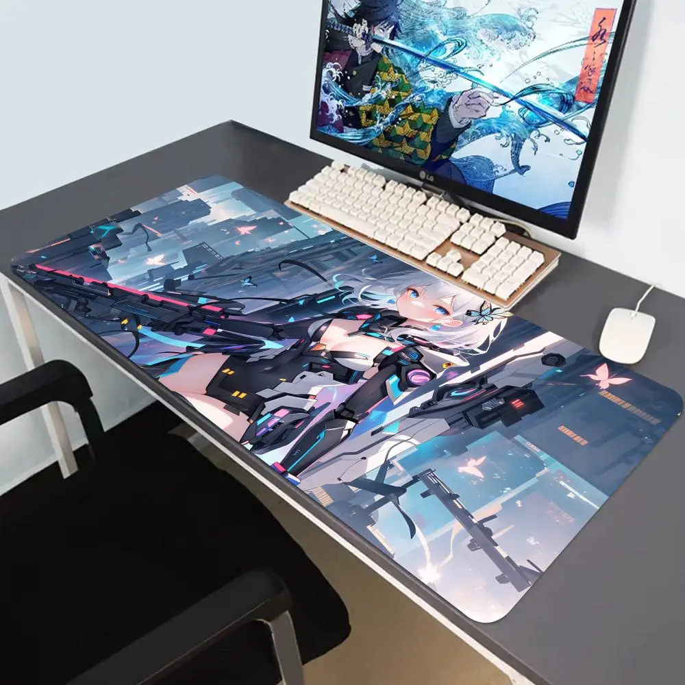 

HYBXAXC Cyberpunk Anime Sweet Cool Mouse Pad, Pink Kawaii Non-Slip Lockedge Desk Mat, Universal Mat, Best Seller On AliExpress