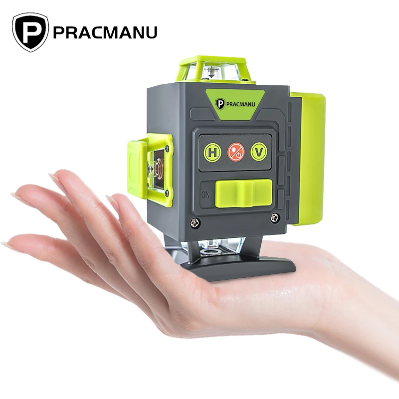 Pracmanu Mini Laser Level 4D 16 Lines Horizontal and Vertical Cross Line 360° Self-Leveling Laser Level with Remote Control