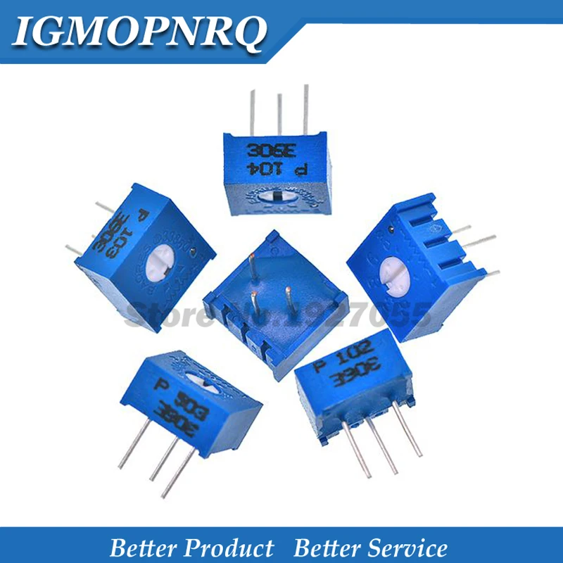 10PCS 3386P potentiometer precision adjustable resistance 100 200 500 ohm 1K 2K 5K 10K 20K 50K 100K 200K 500K 1M ohm