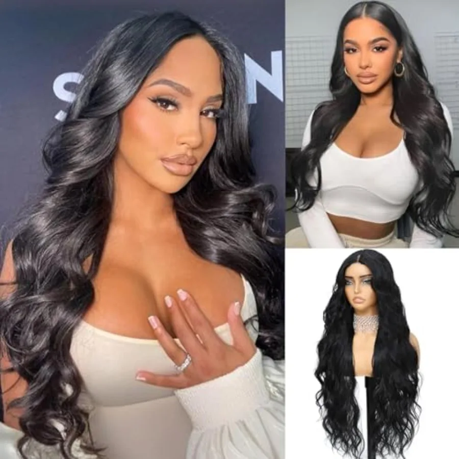 30 بوصة الاصطناعية الدانتيل شعر مستعار أمامي 4x1 غلويليس قبل قطع الدانتيل ارتداء والذهاب الاصطناعية شعر مستعار متموج للنساء الجسم موجة الجزء الأوسط الاصطناعية #2