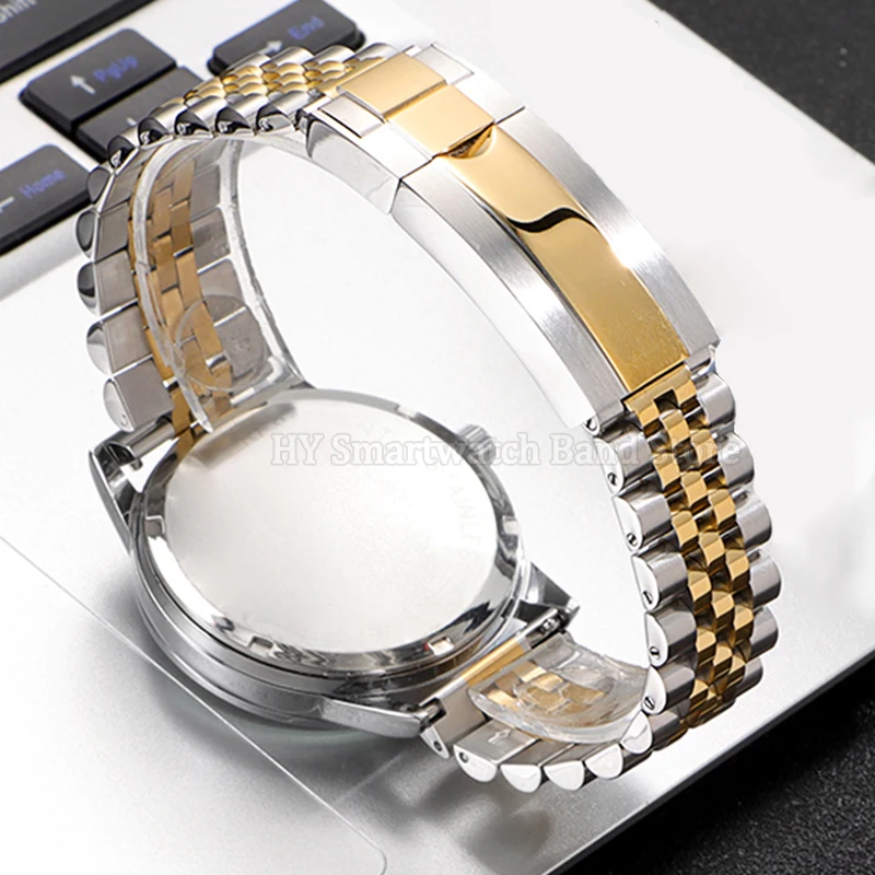 Cinturino per orologio in metallo con estremità curva 20mm 21mm 22mm per Rolex per Viti in acciaio inossidabile Jubilee cinturino da polso con fibbia pieghevole braccialetto da uomo