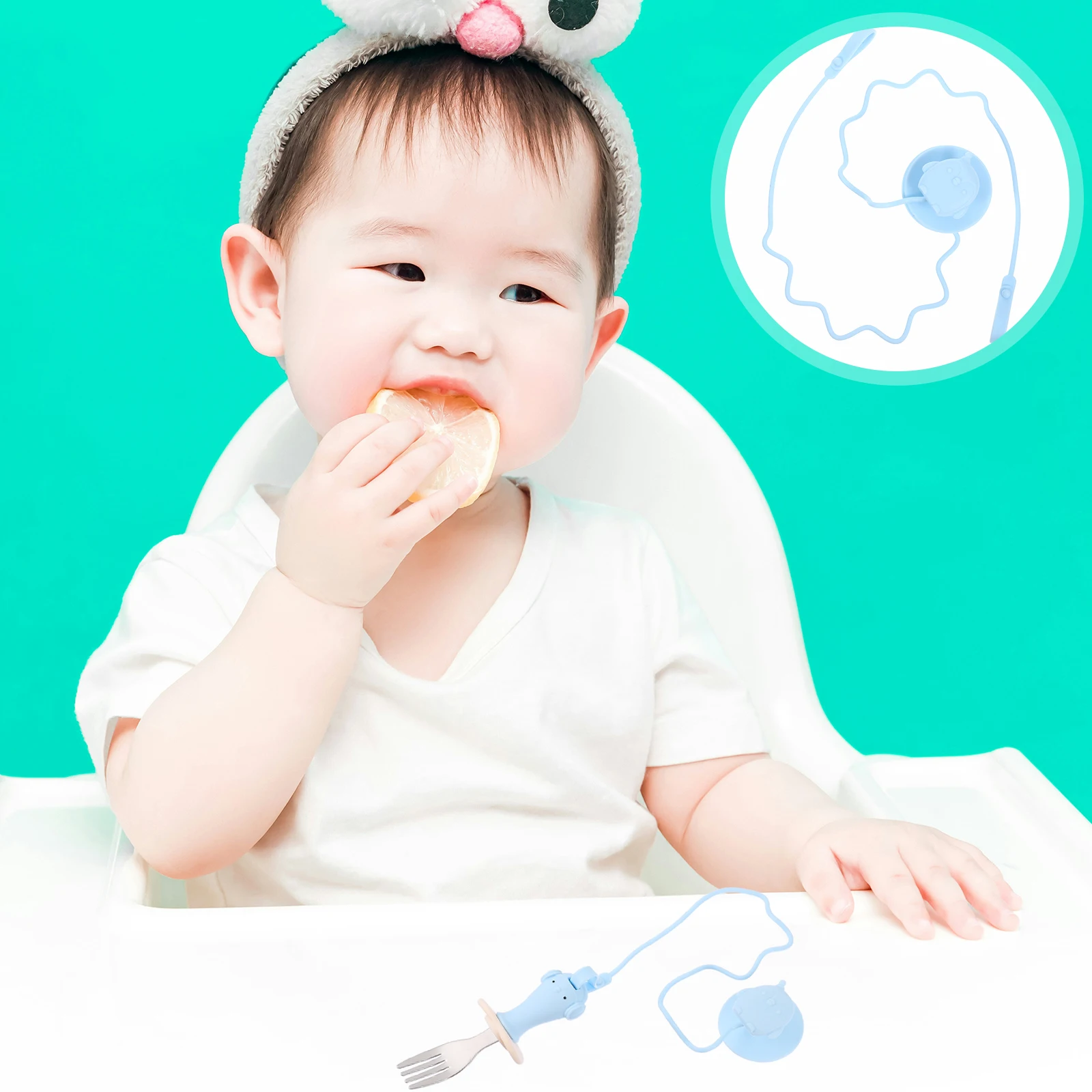 

1 Pair Utensils Holder Strap Anti-Fall Chain For Infant Spoon Fork Storage Highchair Accessory Reusable Silicone