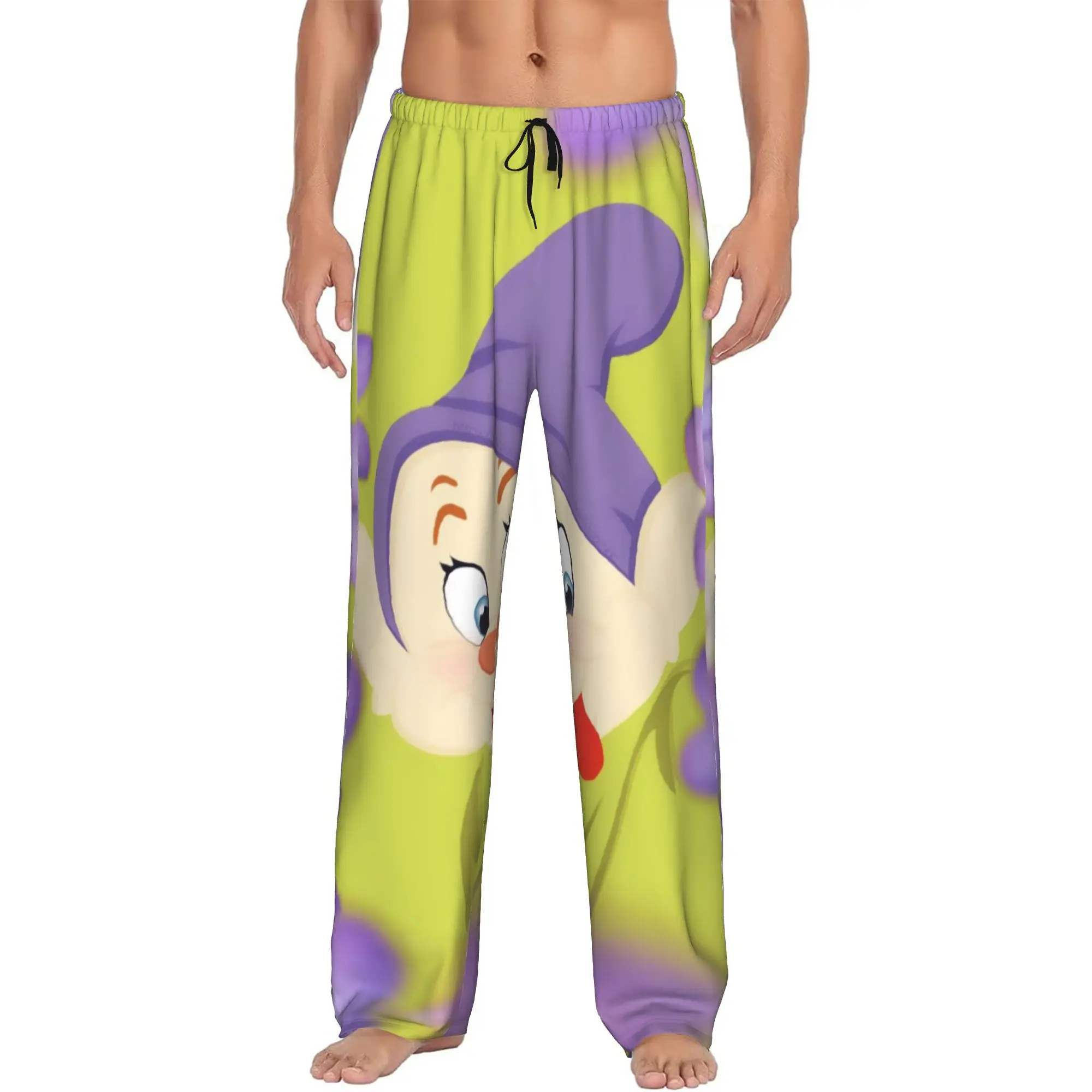

Custom Snow White And Anime The Seven Dwarfs Pajama Pants Men's Lounge Sleep Stretch Sleepwear Bottoms with Pockets