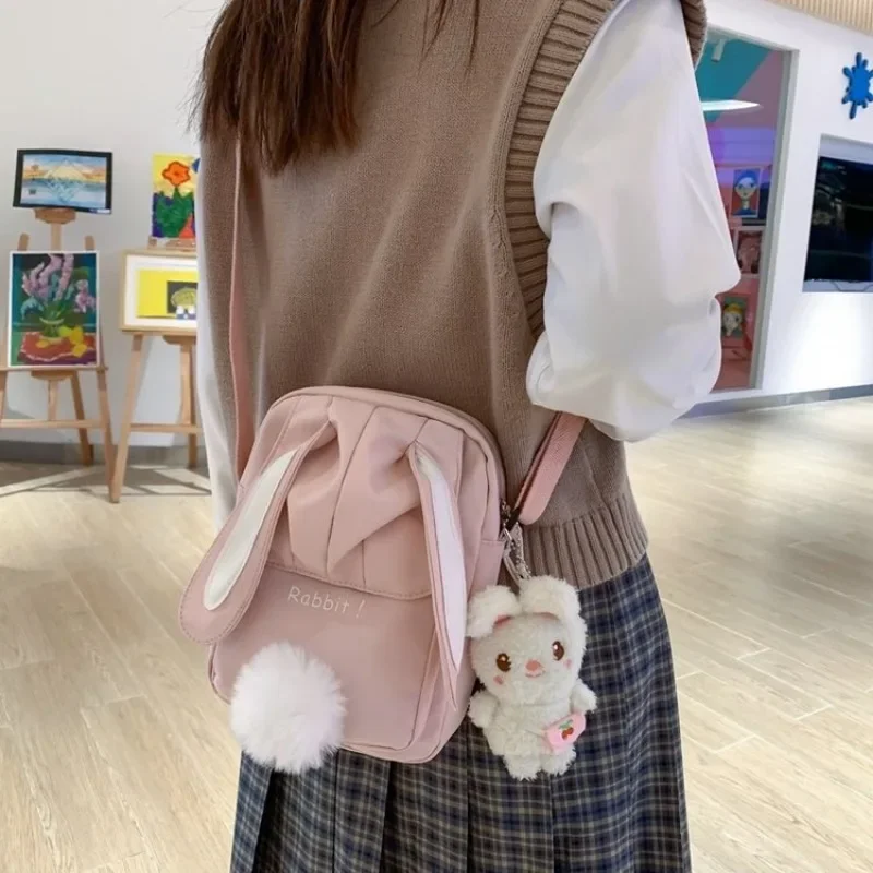 2024 New Kawaii Bag for Women Chic Long Ears Rabbit Crossbody Bag Girls All Match Cute Cartoon Bunny Doll Shoulder Bag сумки