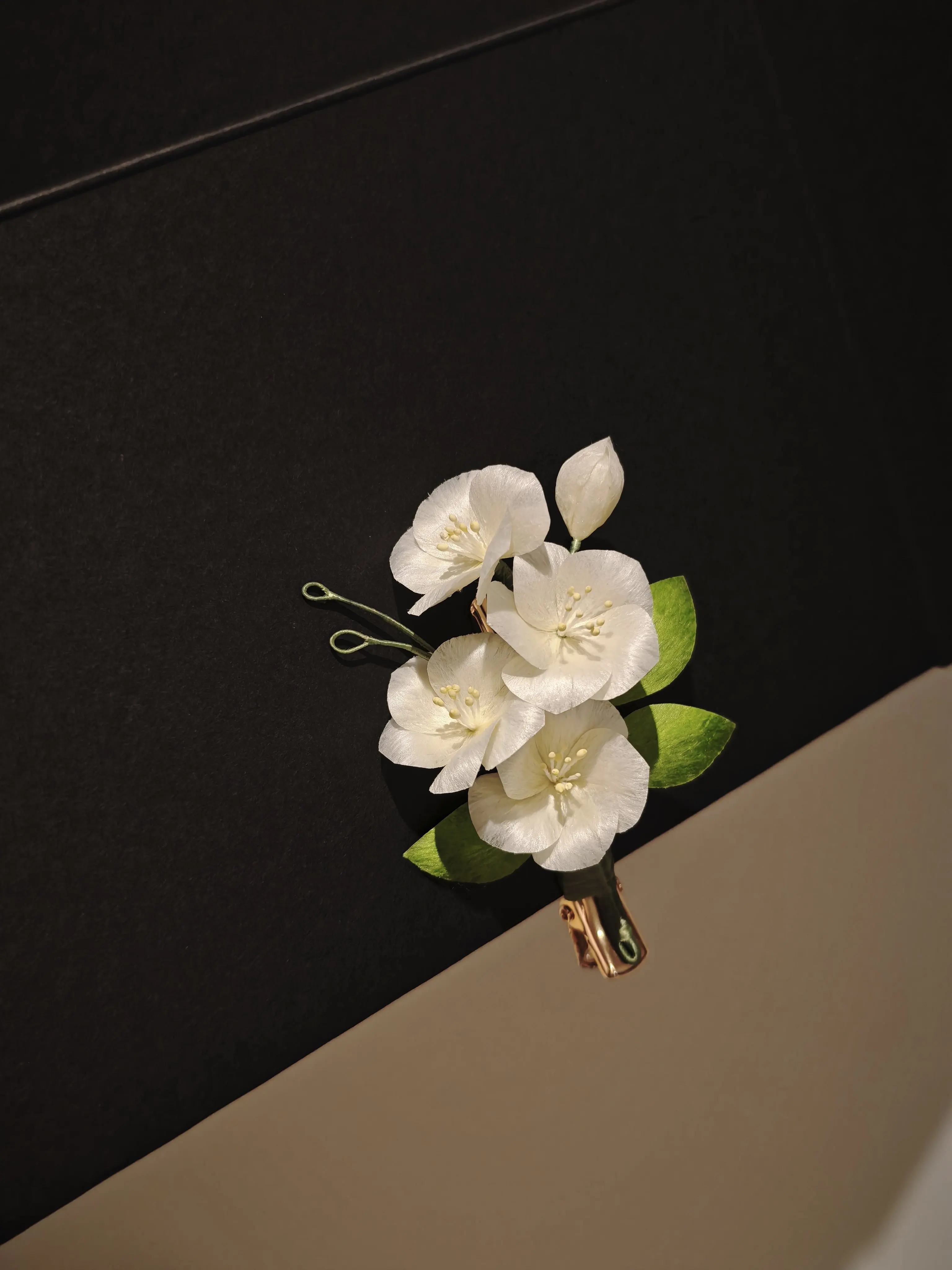 Chinese Style Hanfu Handmade White Velvet Flower Pear Blossom Hair Clip Hairpin Brooch Traditional Cheongsam Hair Accessory Vint