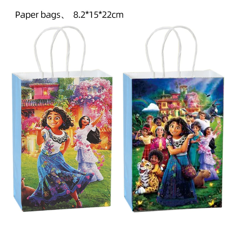 Bolsa de papel Kraft con asa para decoración de fiesta de cumpleaños de Disney, caja de dulces, suministros para juguetes de cumpleaños de niños,