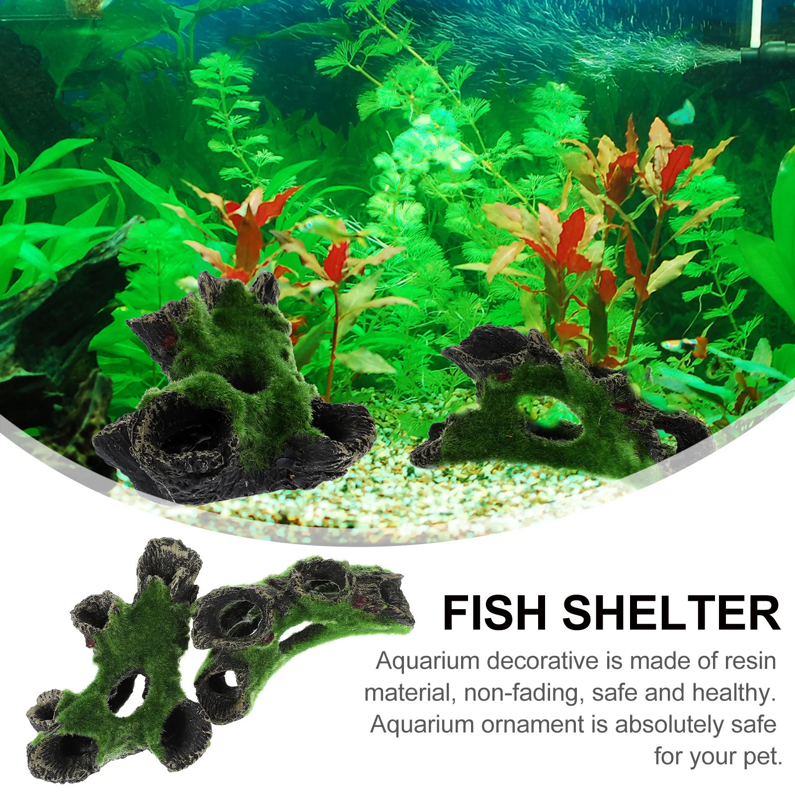 

2pcs Shrimp Cave Log Resin Aquarium Decoration Fish Shelter For Fresh Salt Water Tank Habitat Fish Landscape Accessories