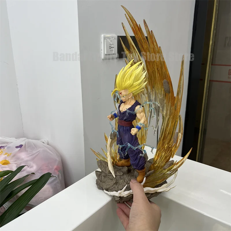 38cm Anime Dragon Ball Figure Super Saiyan Son Gohan Pvc Action Figure With Special Effect Collection Desktop Statue Toys Gifts