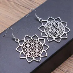 Jewelry For Woman Earrings Ornaments Plant Flower Of Life Lot Earing Size 18x19mm