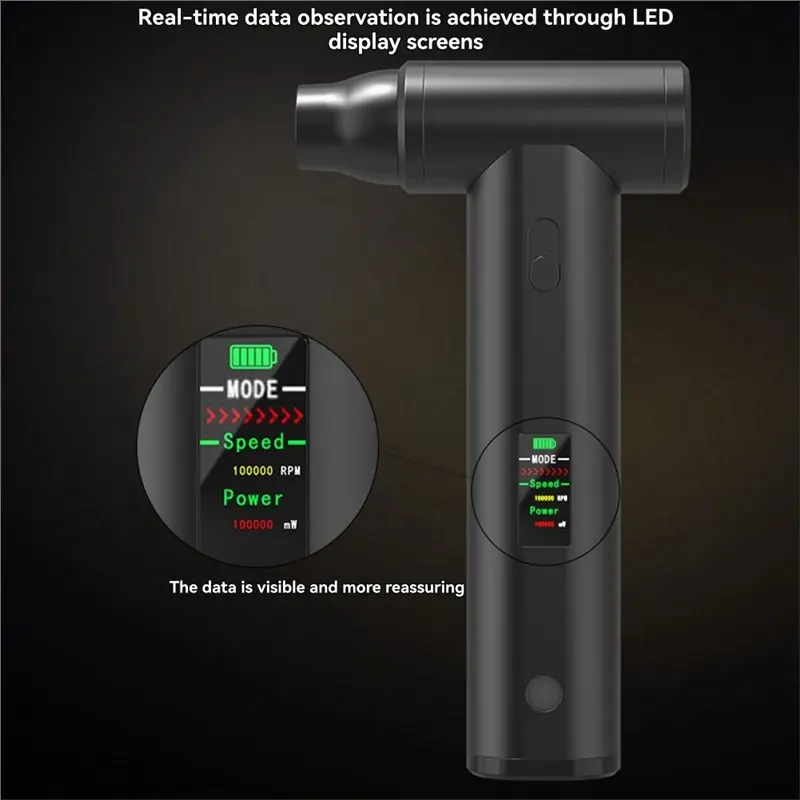 LED Display Brushless Jet Fan Mini Turbo Fan Electric Air Duster Dust Removal Jet Dry Blower-AA25