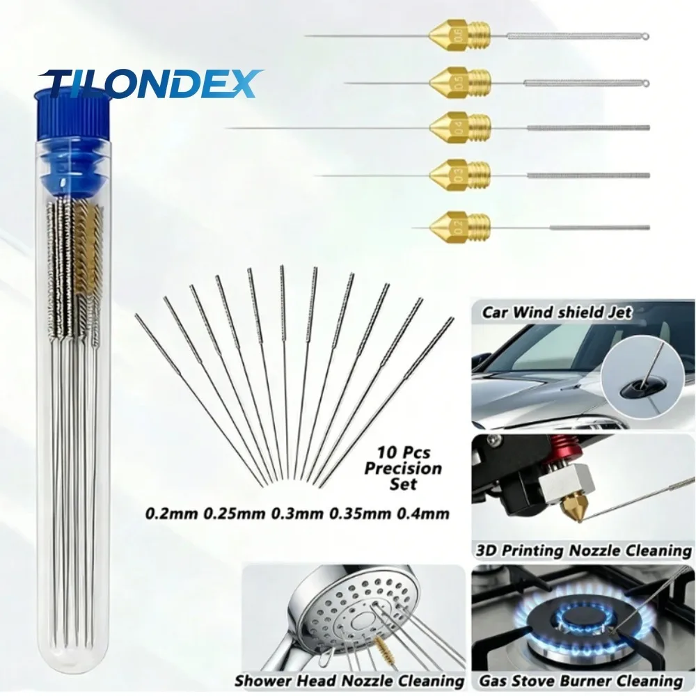 TILONDEX 10Pcs Stainless Steel Car Windscreen Jet Nozzle Washer Wiper Nozzle Cleaning Kit for 3D Printer Jets Gas Stoves